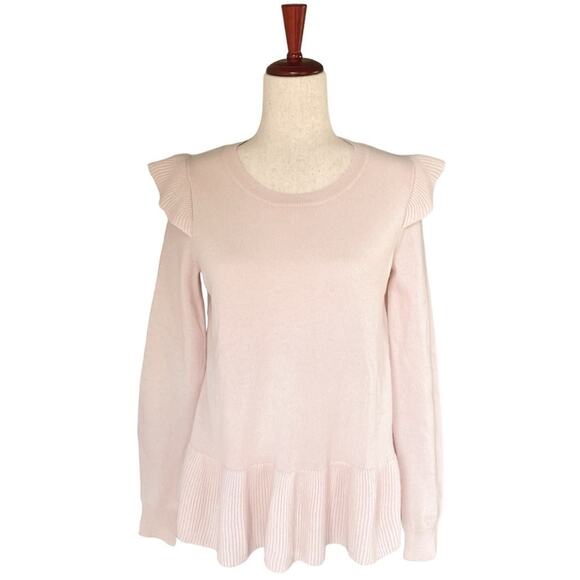 REBECCA MINKOFF Regina Soft Wool & Cashmere Ruffle Sweater Blush Pink Size M - Picture 1 of 9